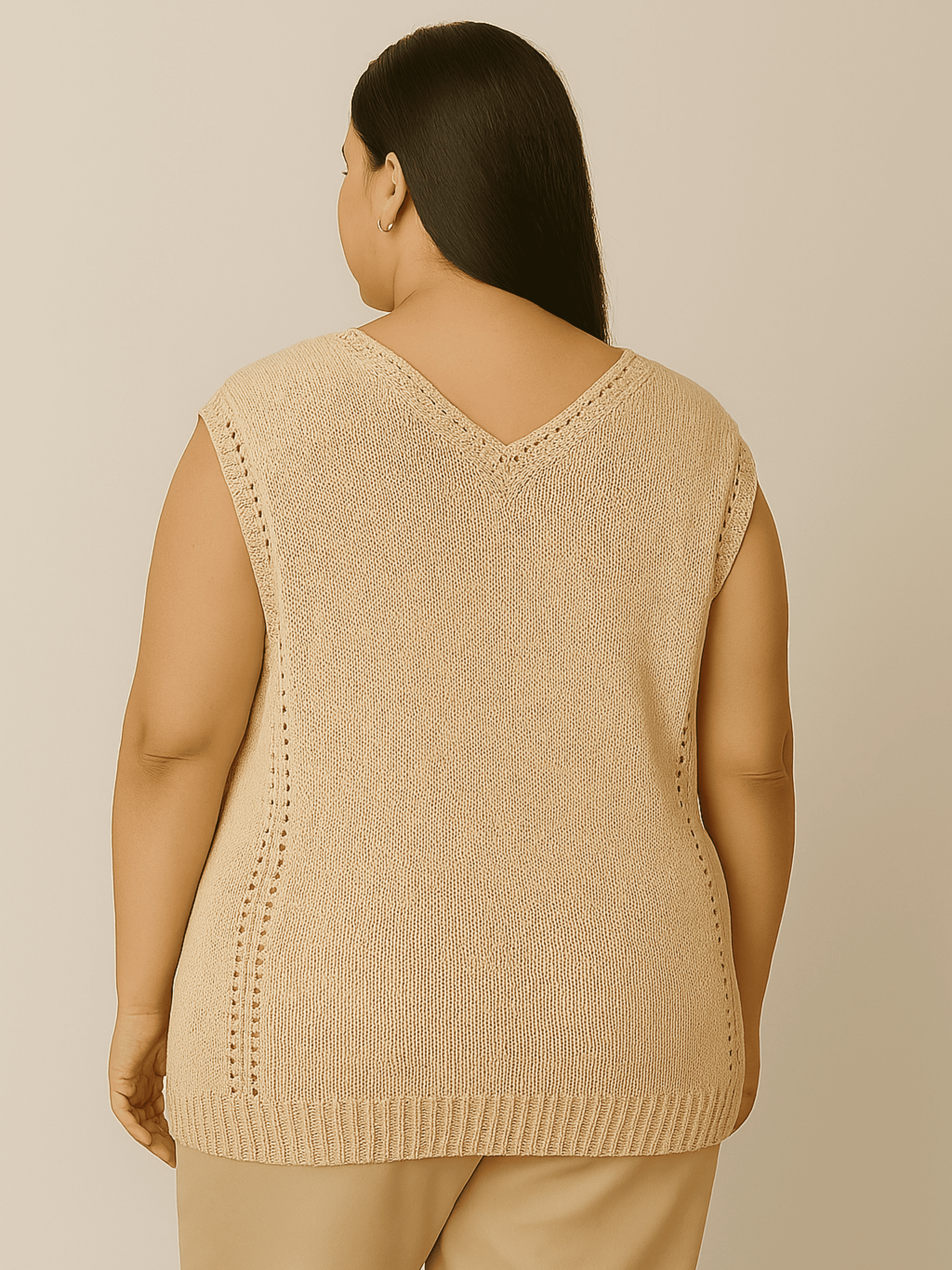 Plus Size - Saída de Praia Plus Size de Tricô Carla - Blusa/Regata