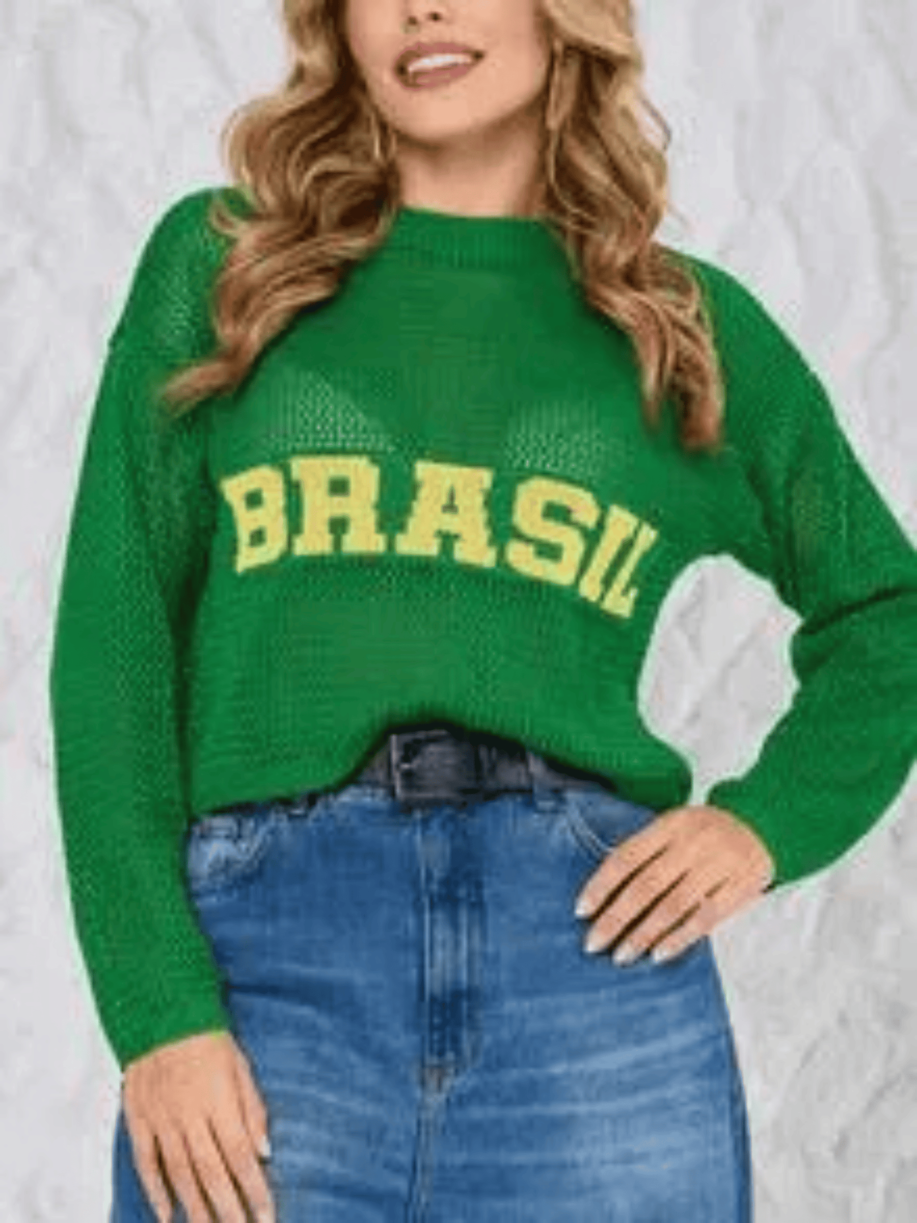 Blusa Feminina de Tricô Brasil – Tramas Vazadas