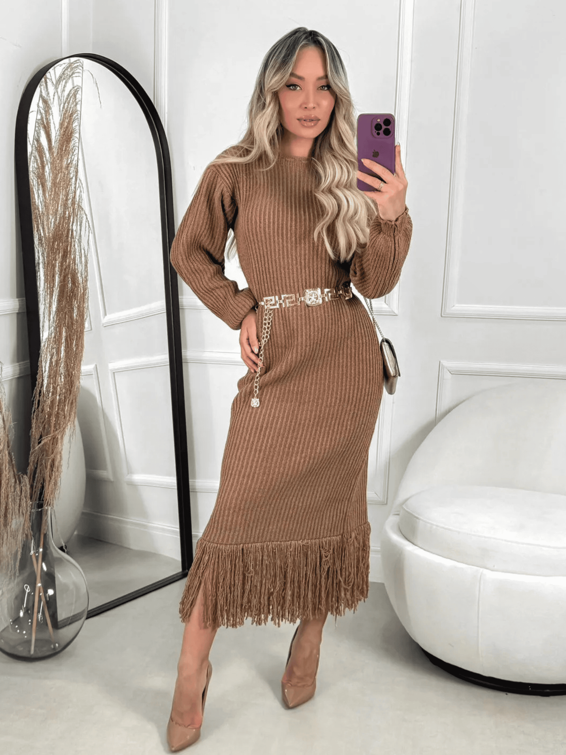 Vestido de Tricô Franja Tatiana