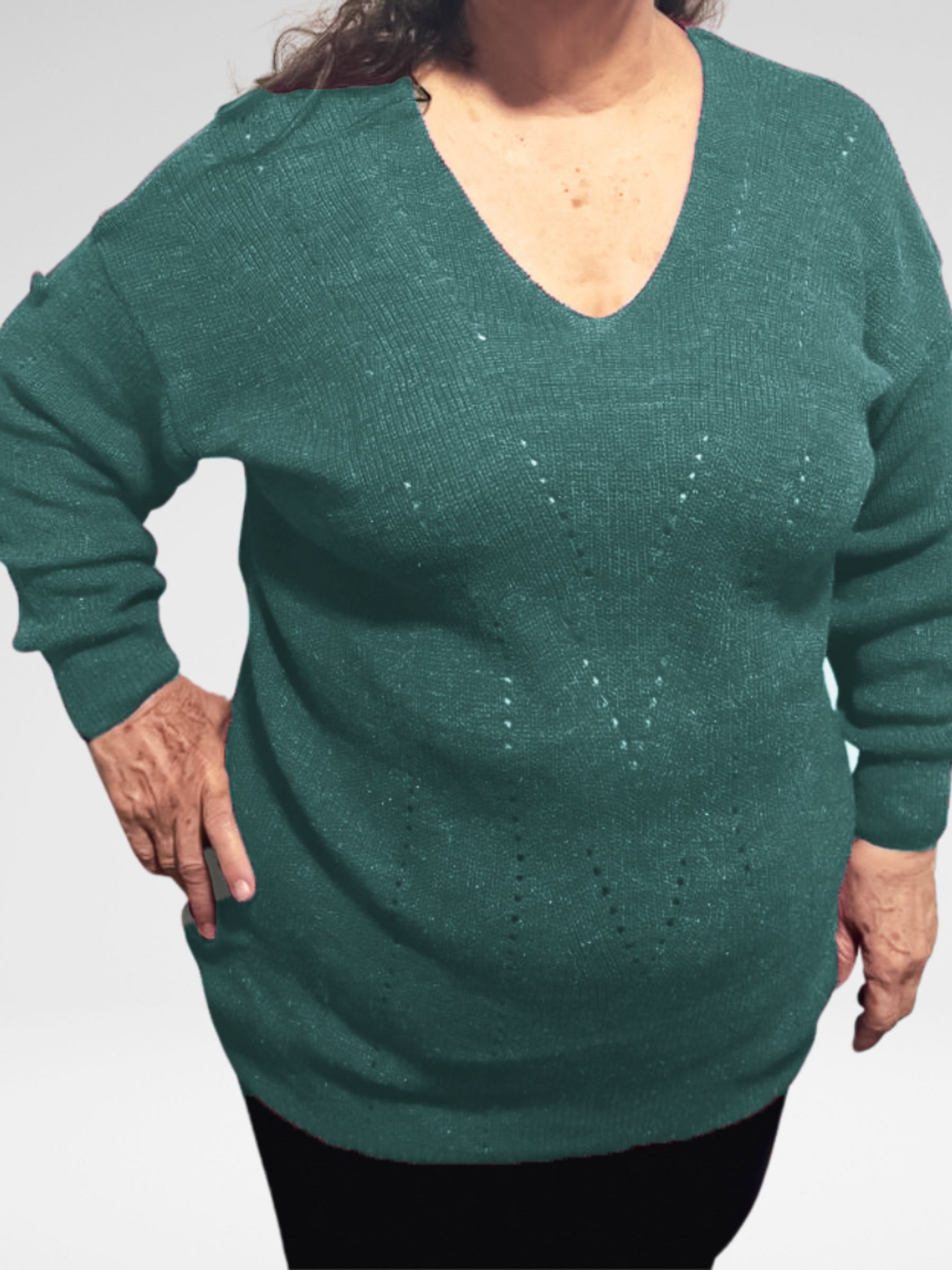 Plus Size - Blusa Plus Size de Tricô Fara - Manga Cumprida