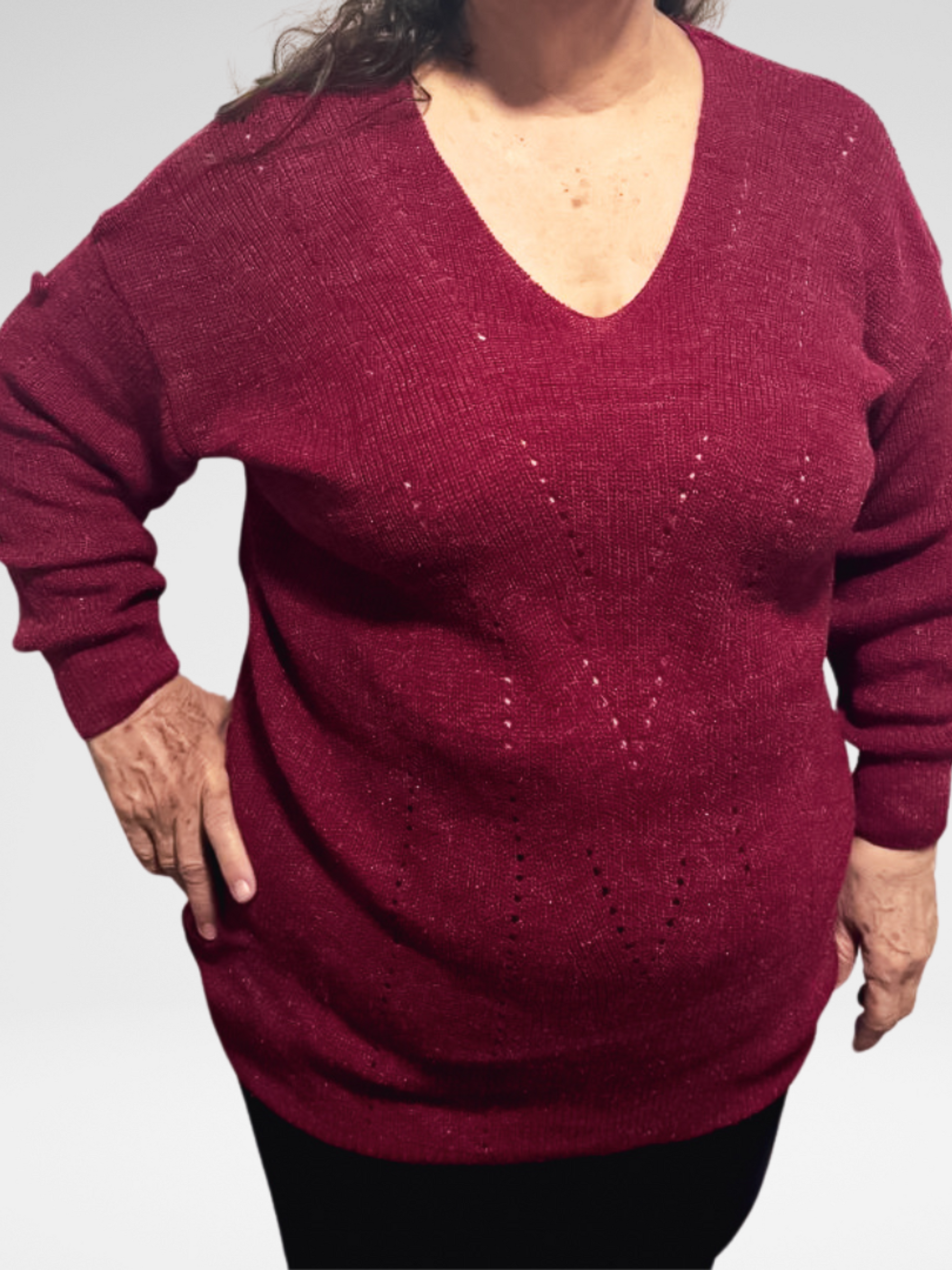 Plus Size - Blusa Plus Size de Tricô Fara - Manga Cumprida