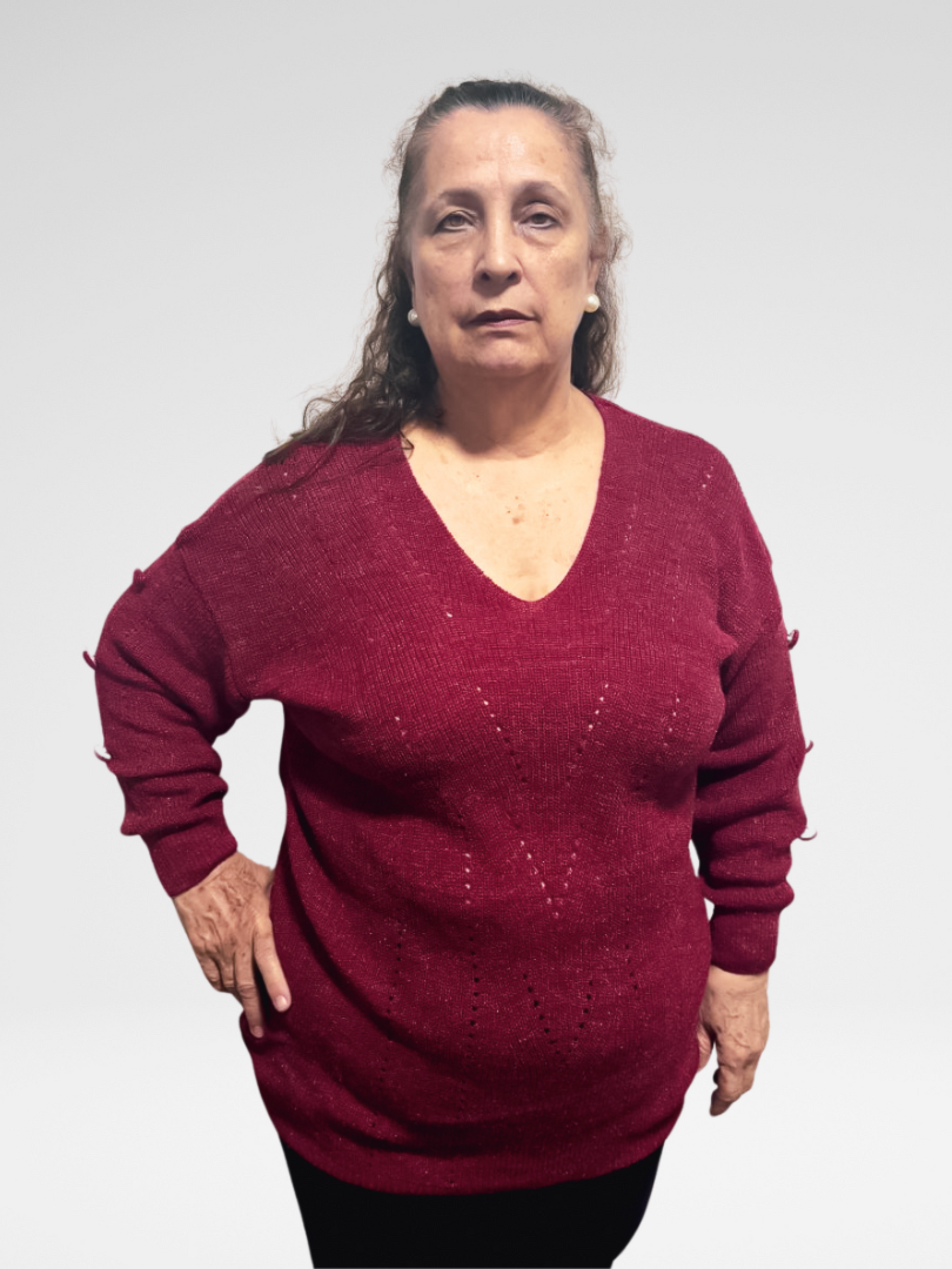 Plus Size - Blusa Plus Size de Tricô Fara - Manga Cumprida