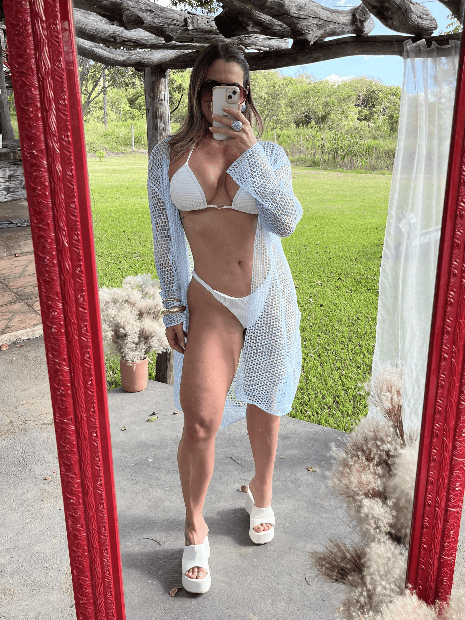Saída de Praia de Tricô Kimono