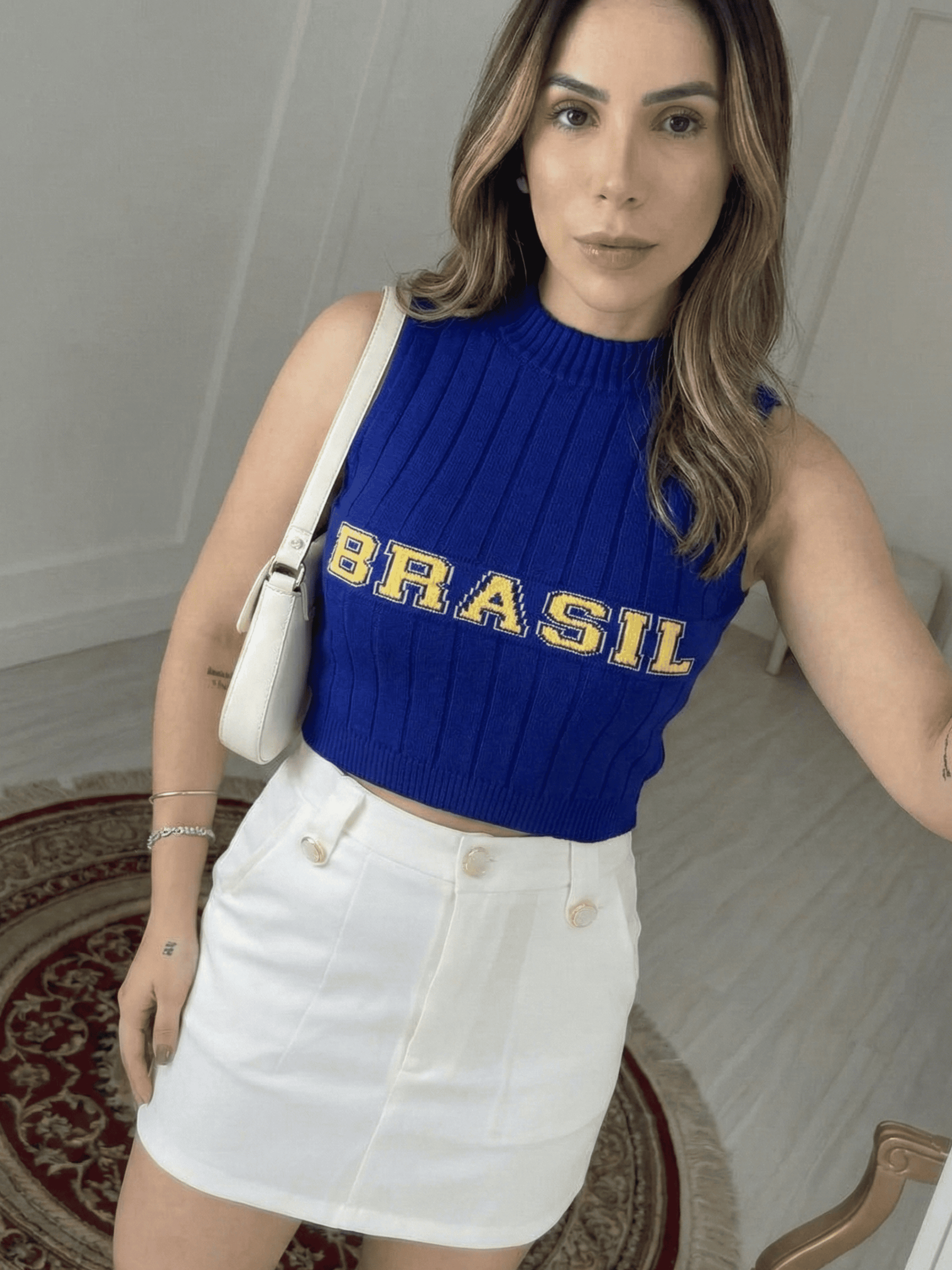 Regata Feminina de Tricô Canelada Brasil