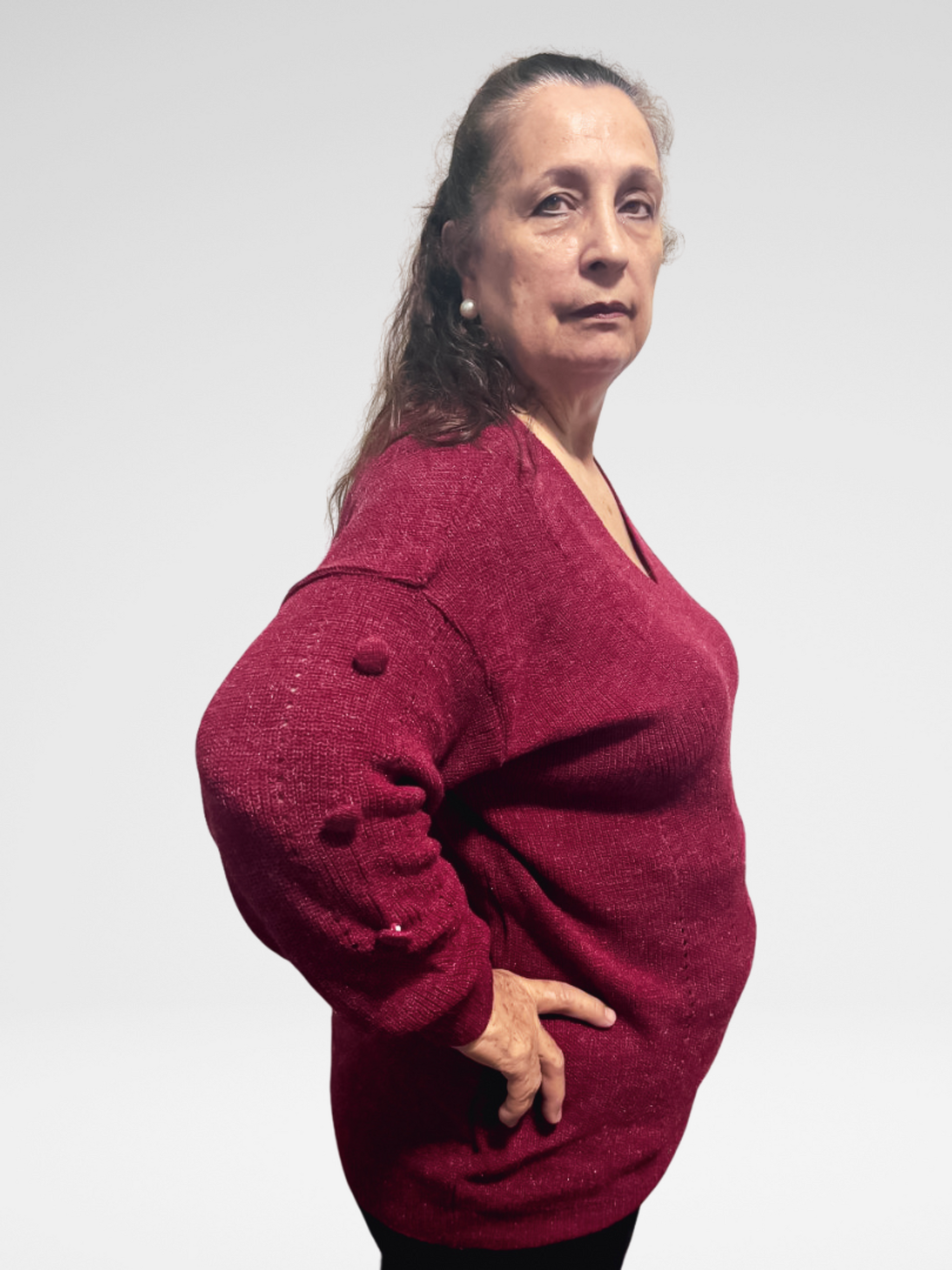 Plus Size - Blusa Plus Size de Tricô Fara - Manga Cumprida