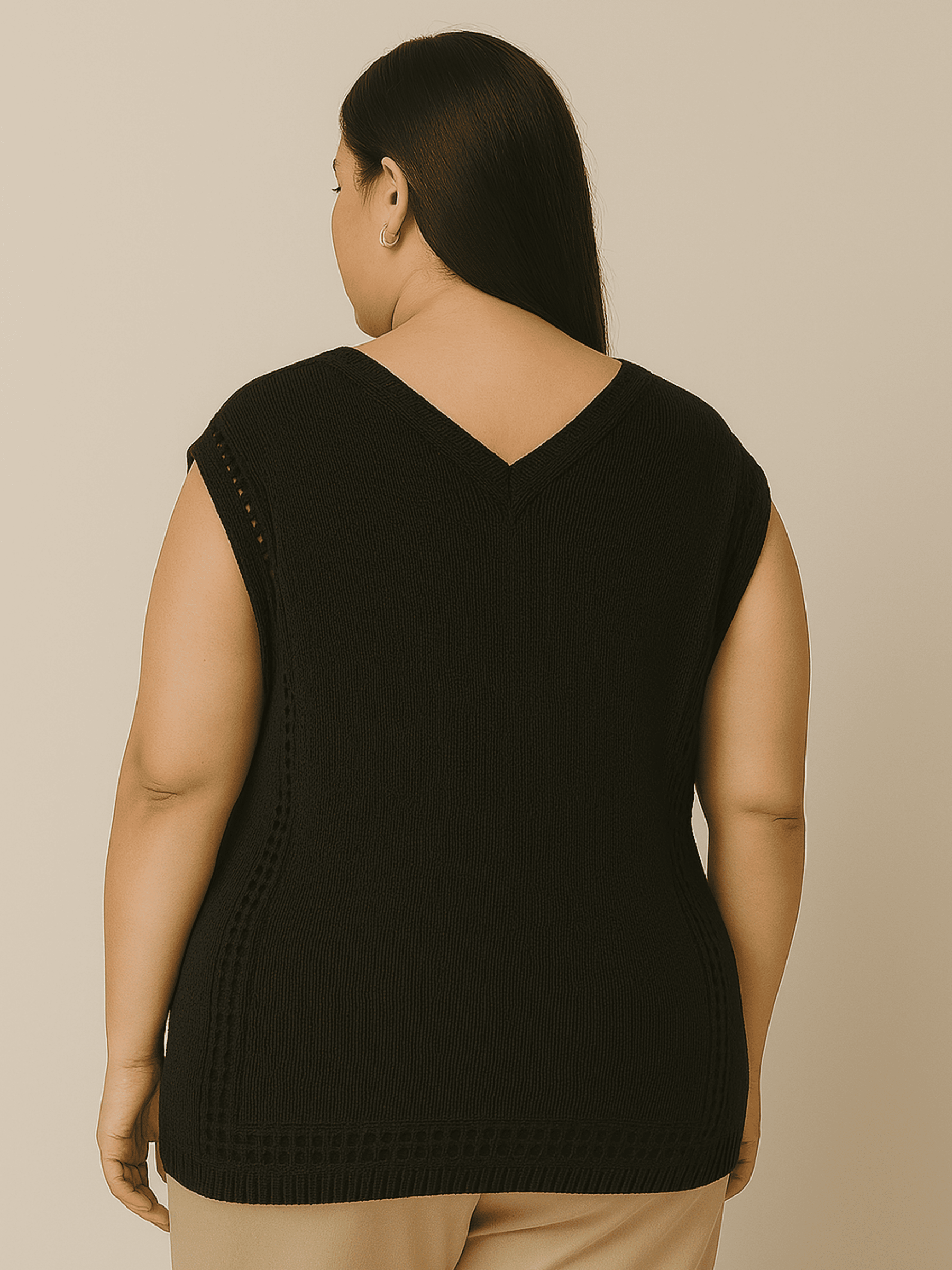 Plus Size - Saída de Praia Plus Size de Tricô Carla - Blusa/Regata