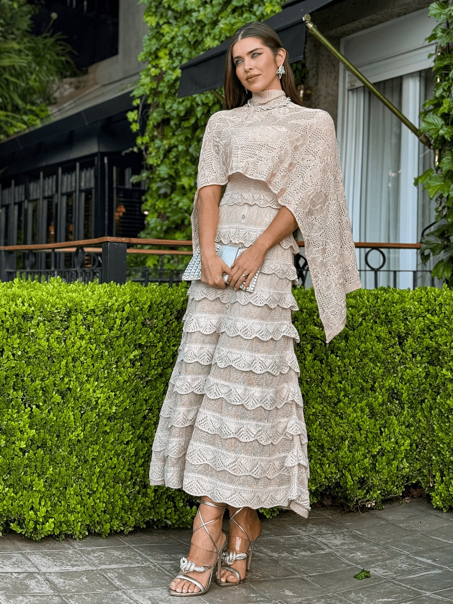 Vestido de Tricô Fiorella + Pelerine