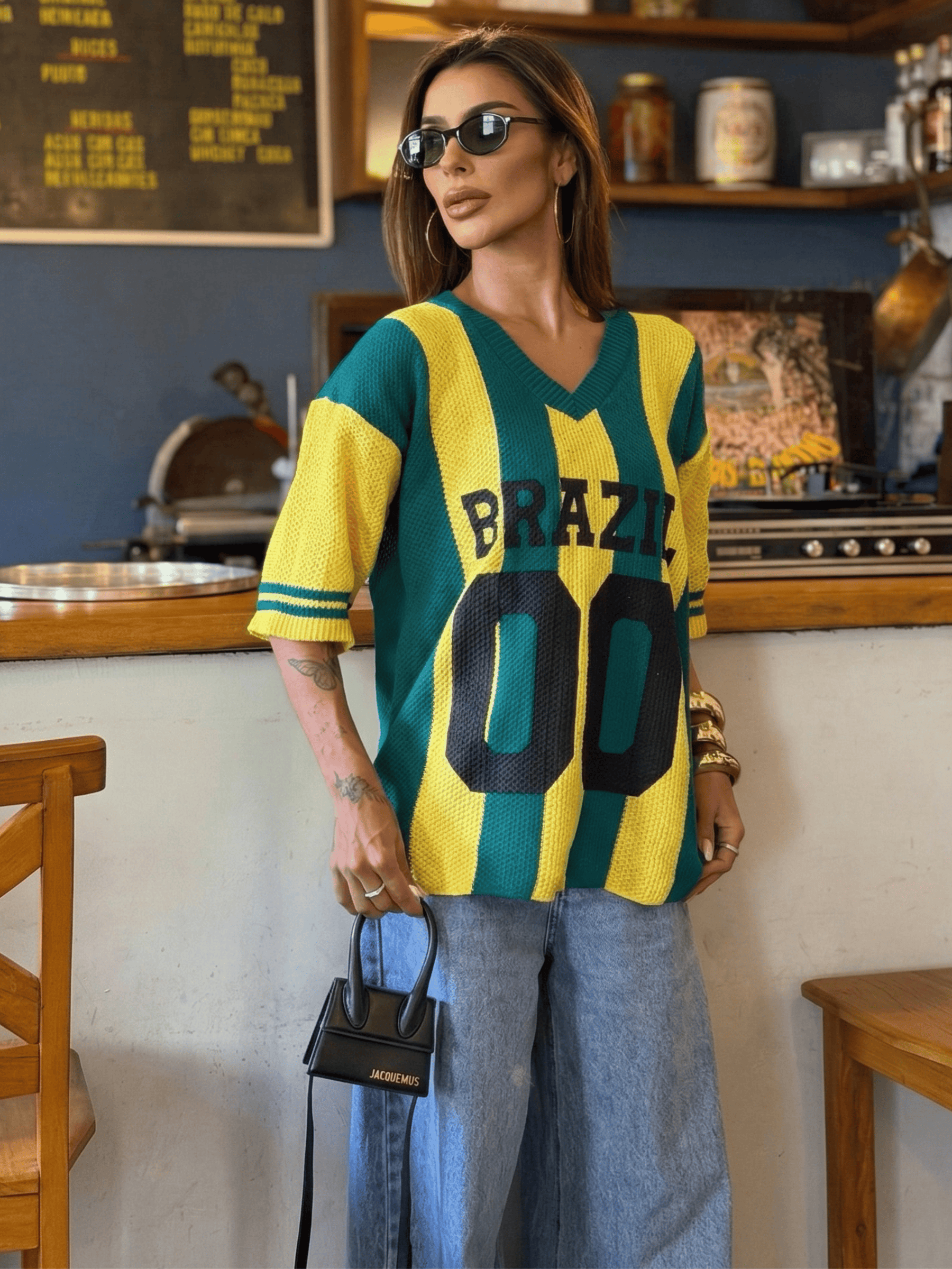 Blusa Feminina de Tricô do Brasil – Copa do Mundo