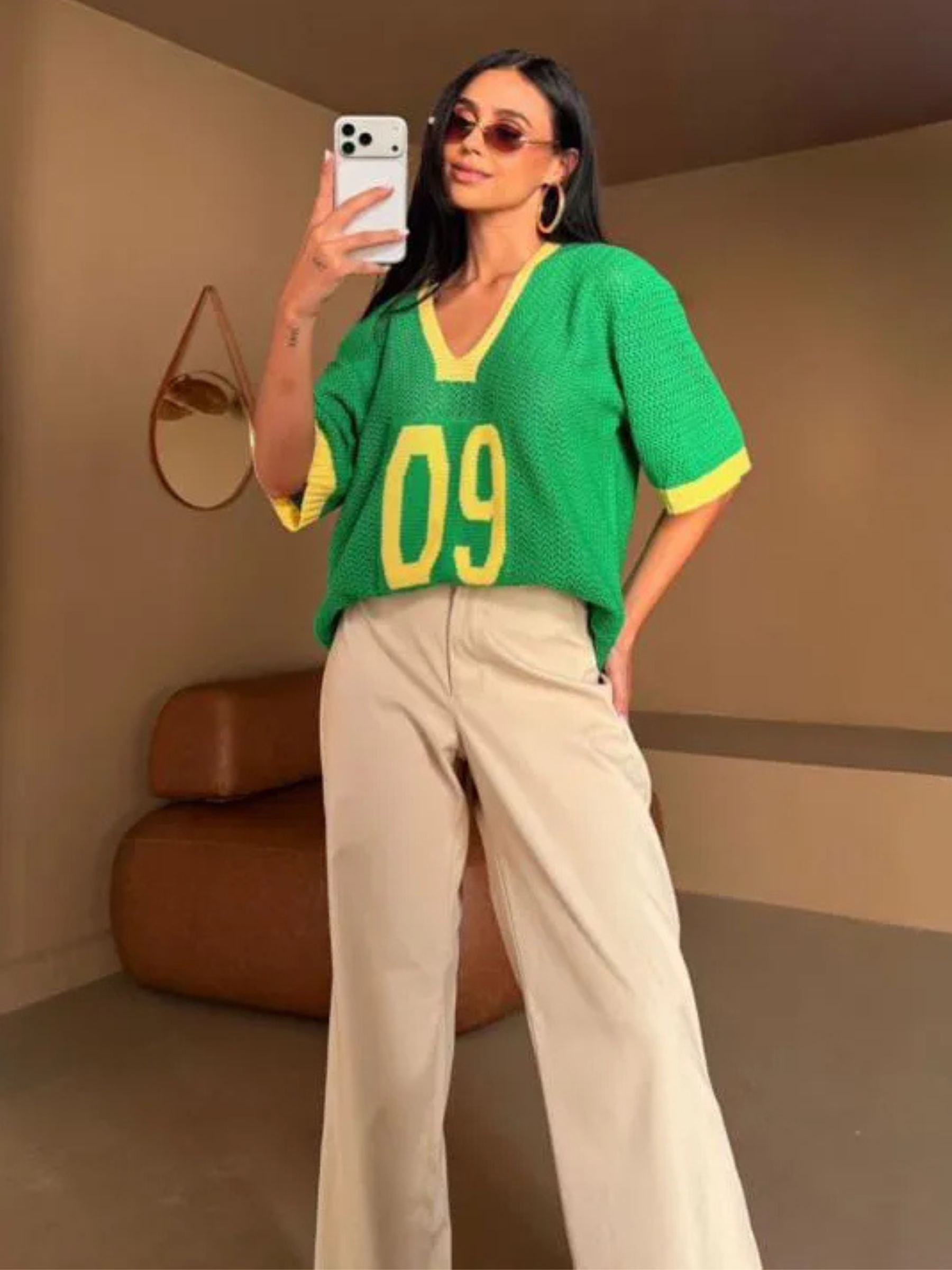 Blusa Feminina de Tricô Rendada Brasil