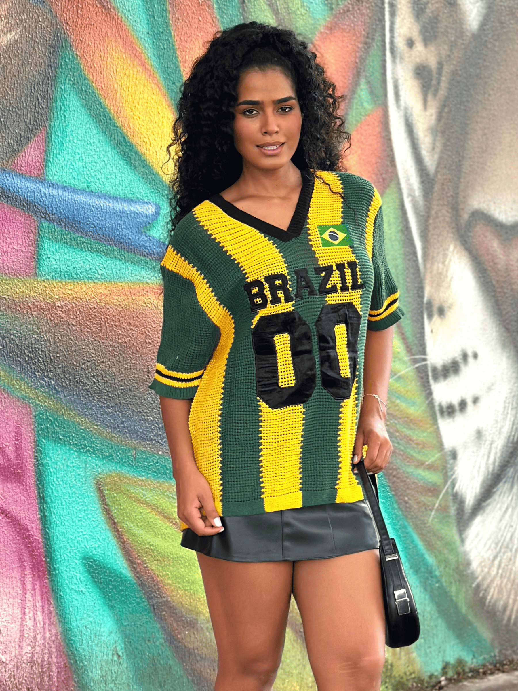 Camisa Feminina do Brasil em Crochê Artesanal – Edição Especial