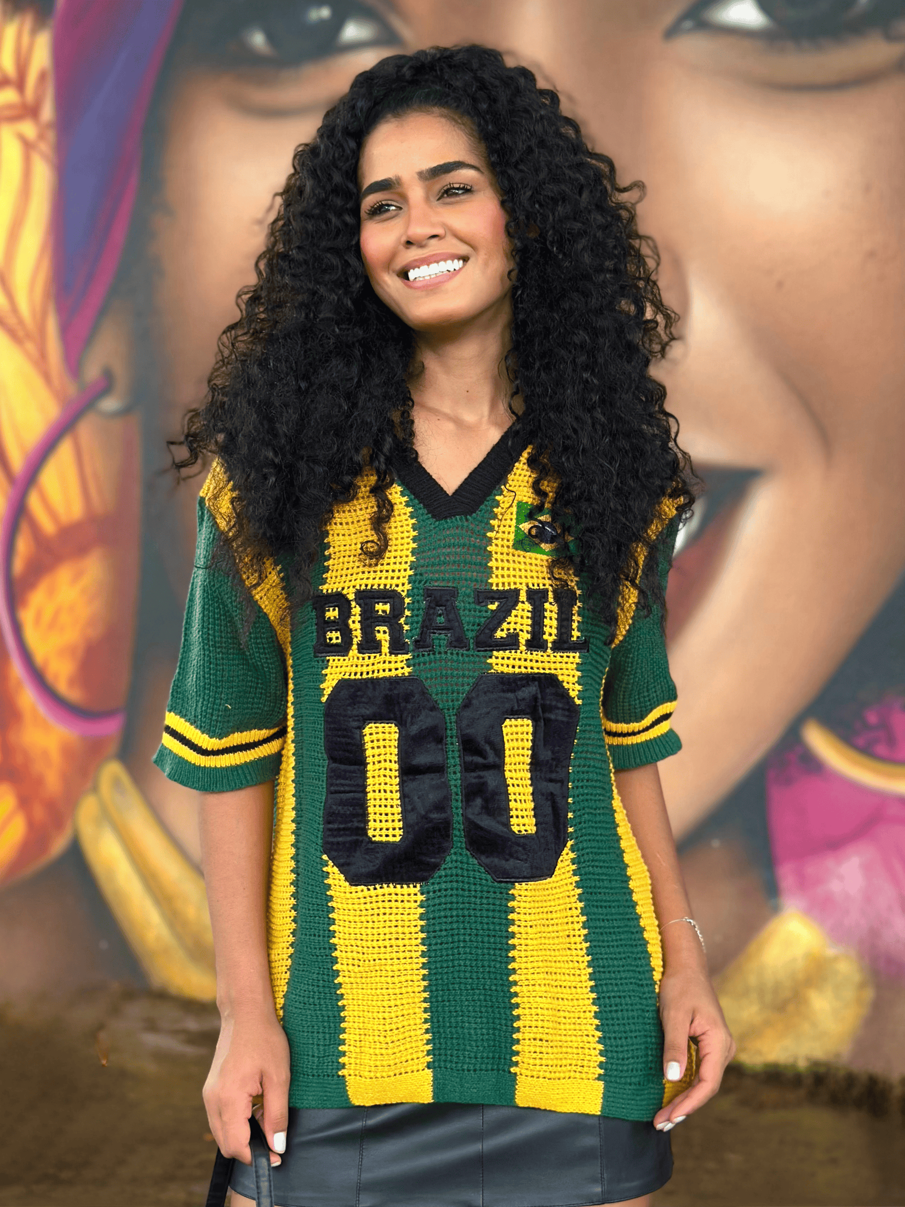 Camisa Feminina do Brasil em Crochê Artesanal – Edição Especial