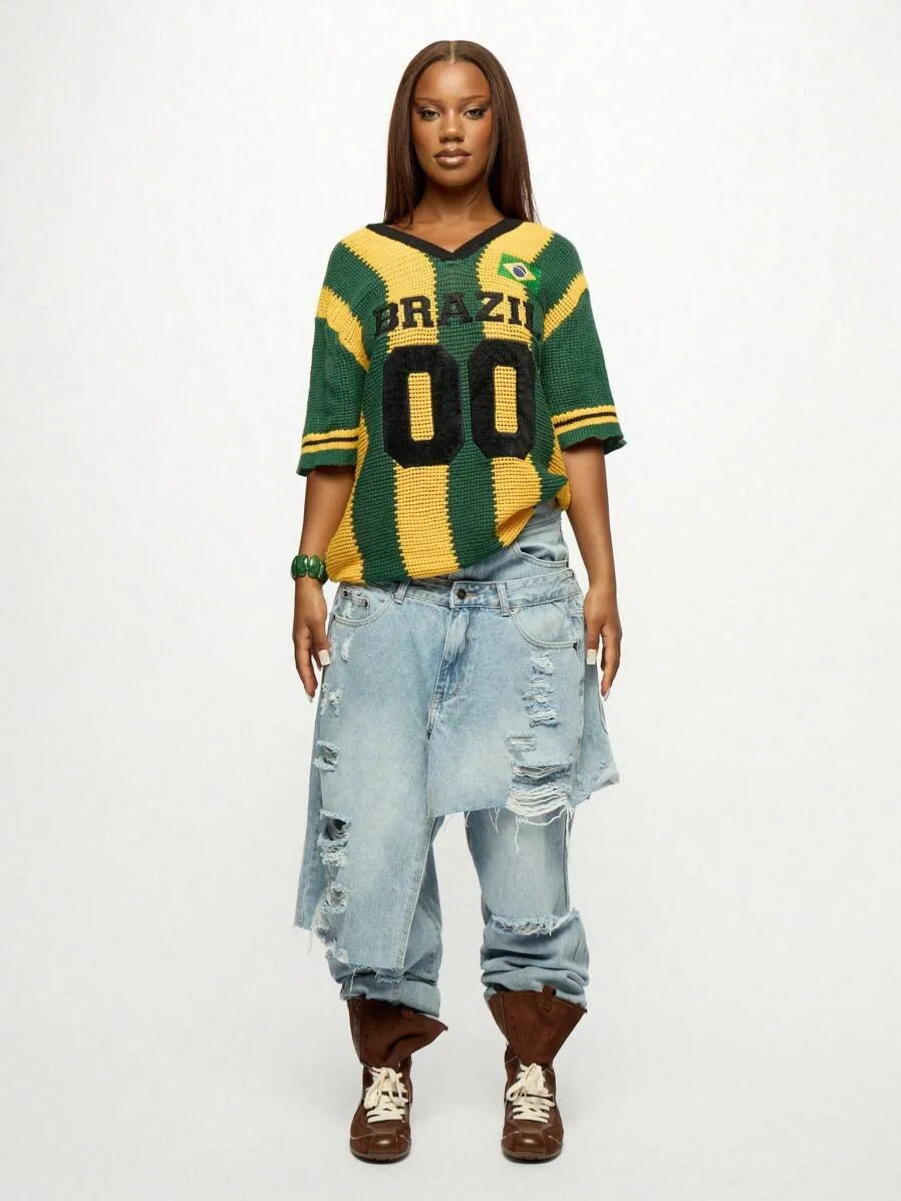 Camisa Feminina do Brasil em Crochê Artesanal – Edição Especial