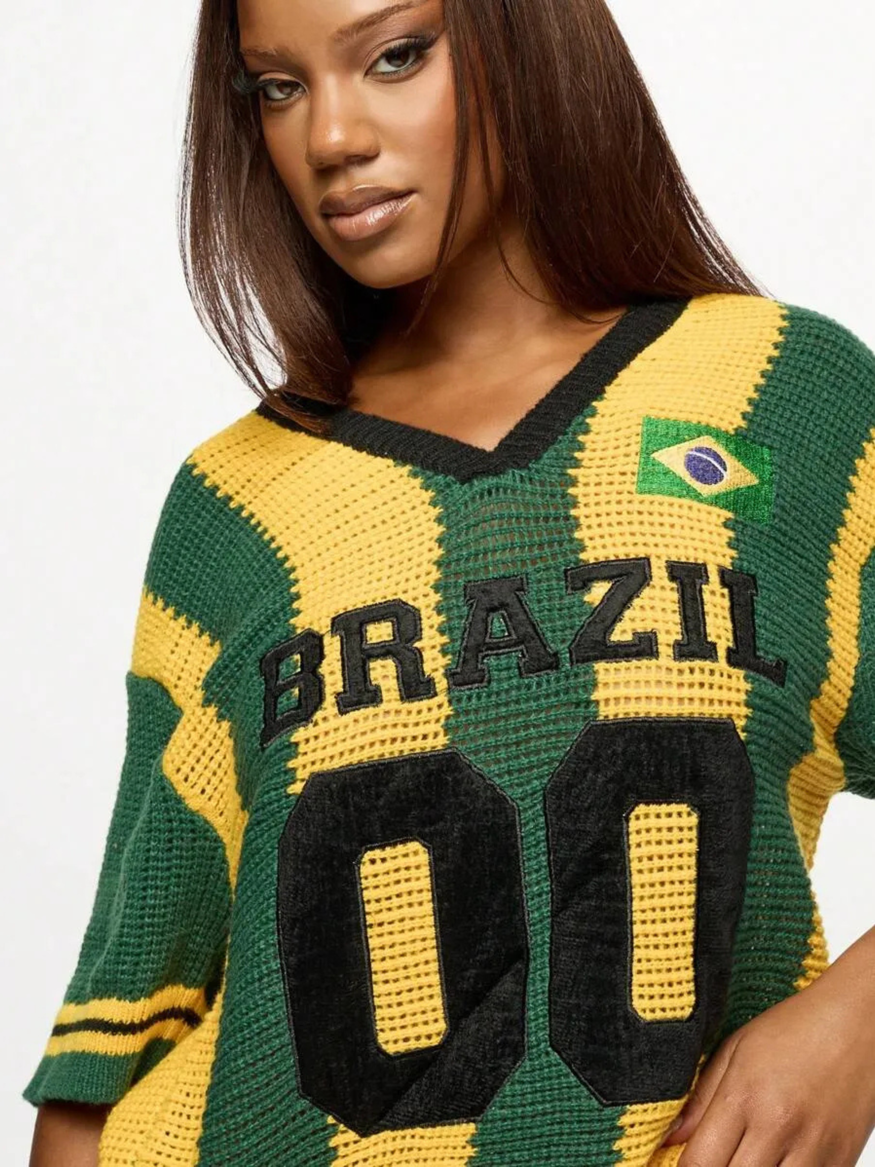 Camisa Feminina do Brasil em Crochê Artesanal – Edição Especial