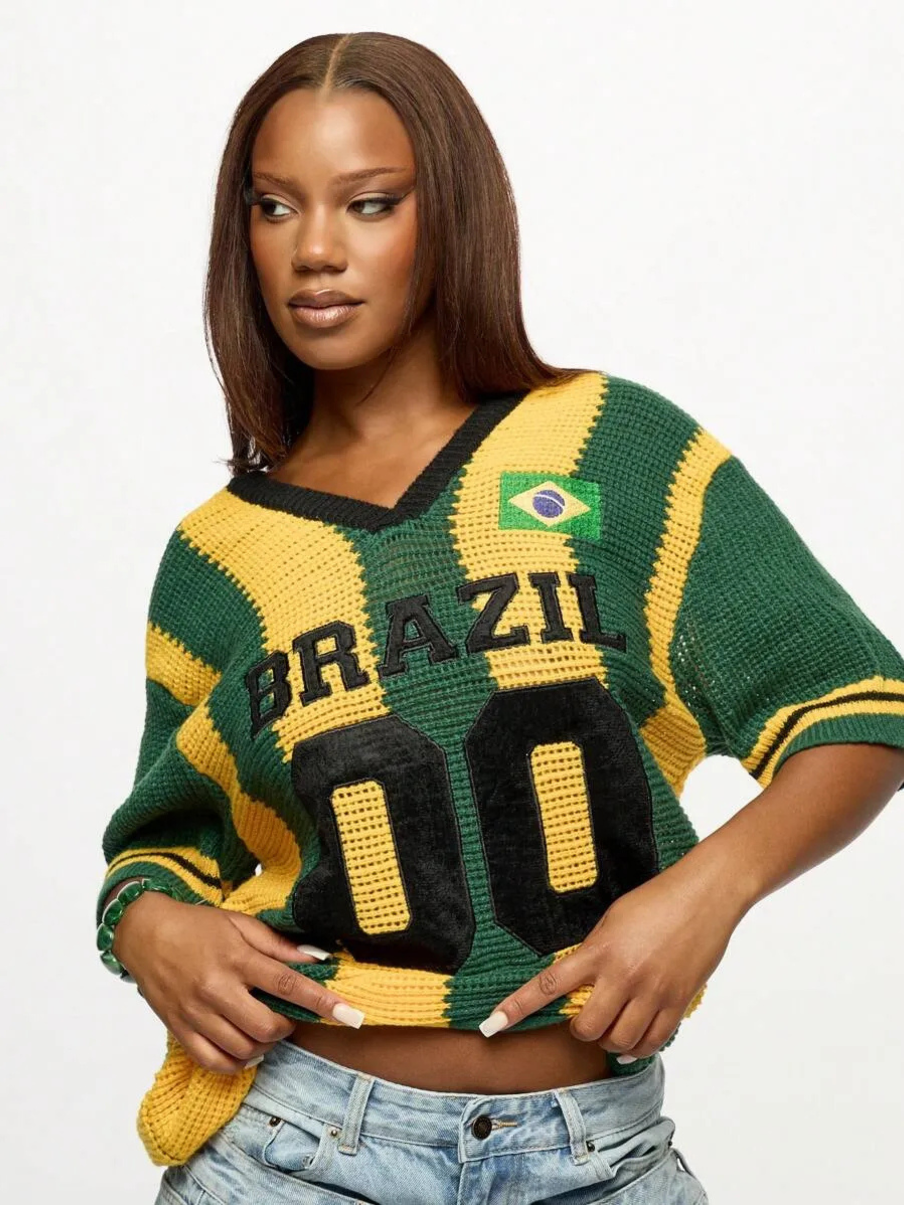 Camisa Feminina do Brasil em Crochê Artesanal – Edição Especial