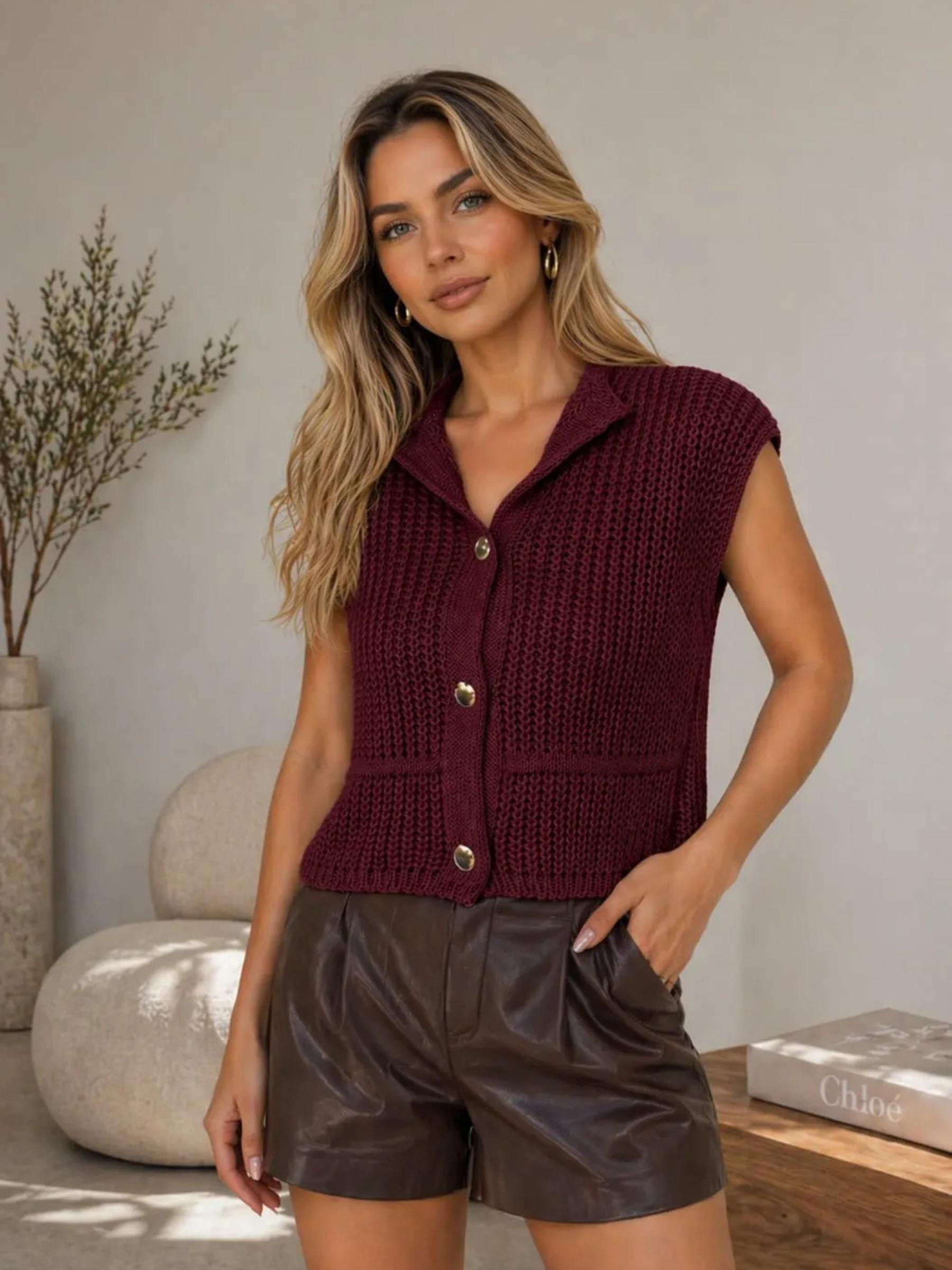 Colete Feminino de Tricô Áustria