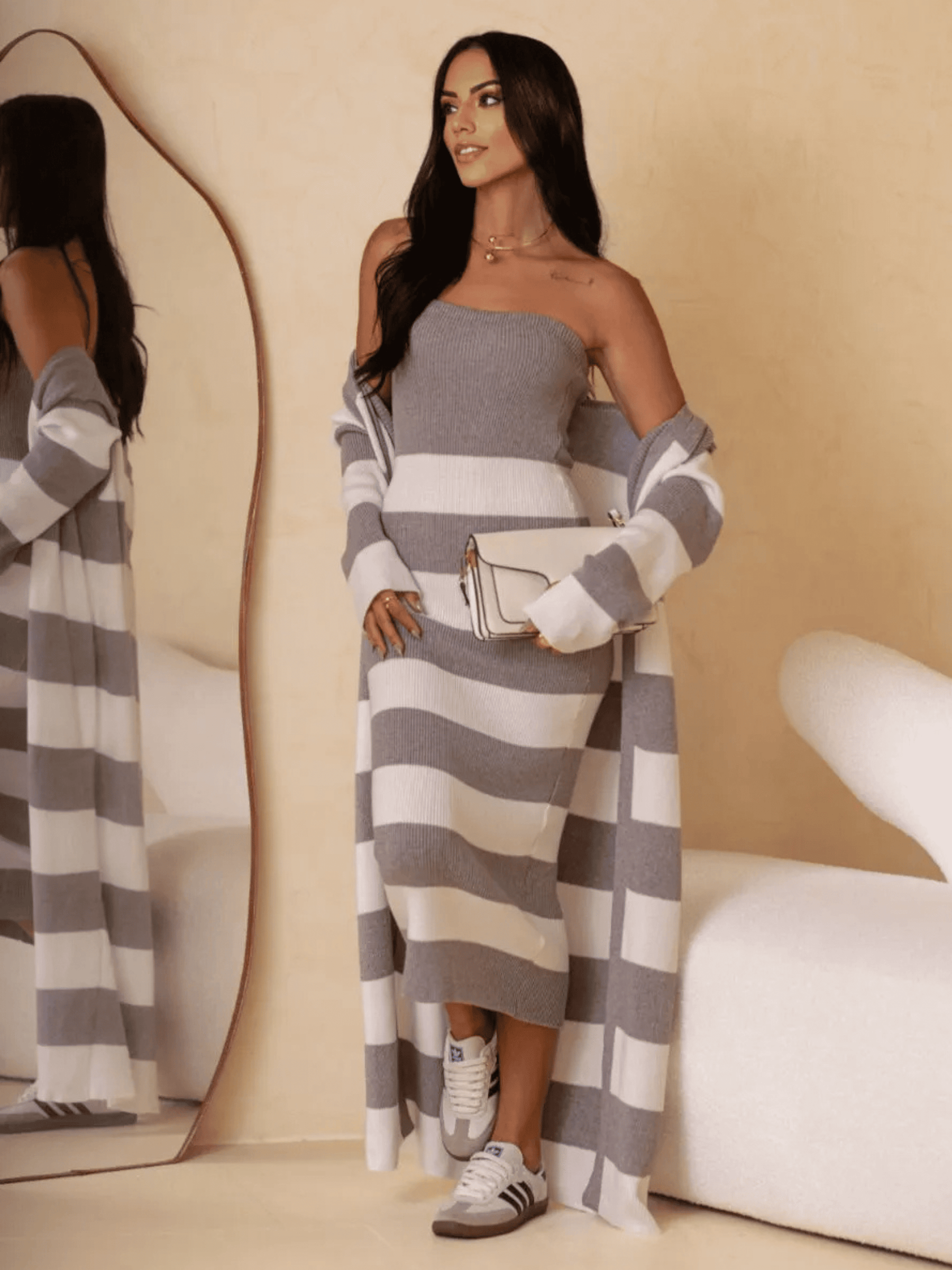 Conjunto de Tricô Lorrane Listrado