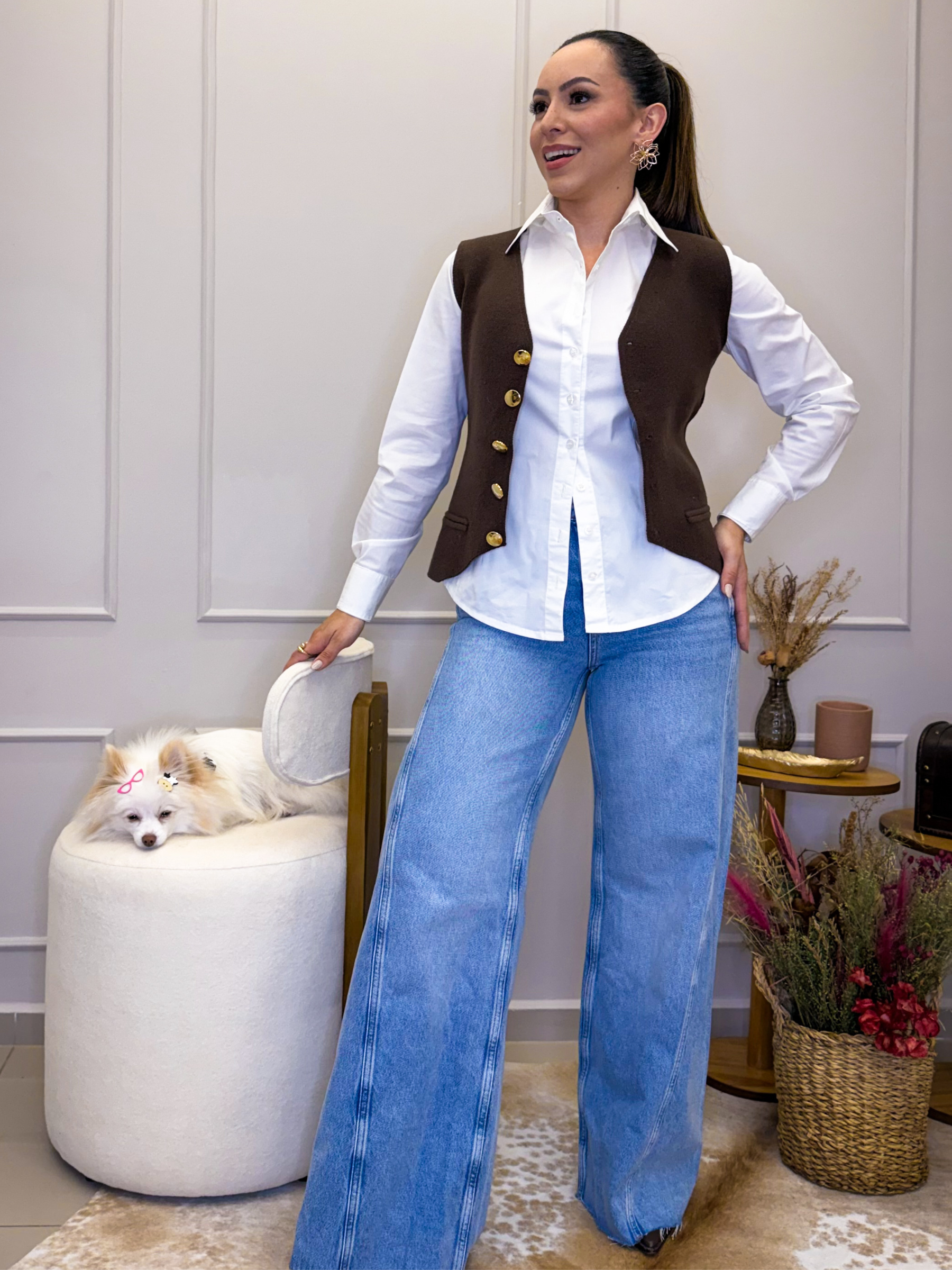 Colete Feminino de Tricô Inglaterra