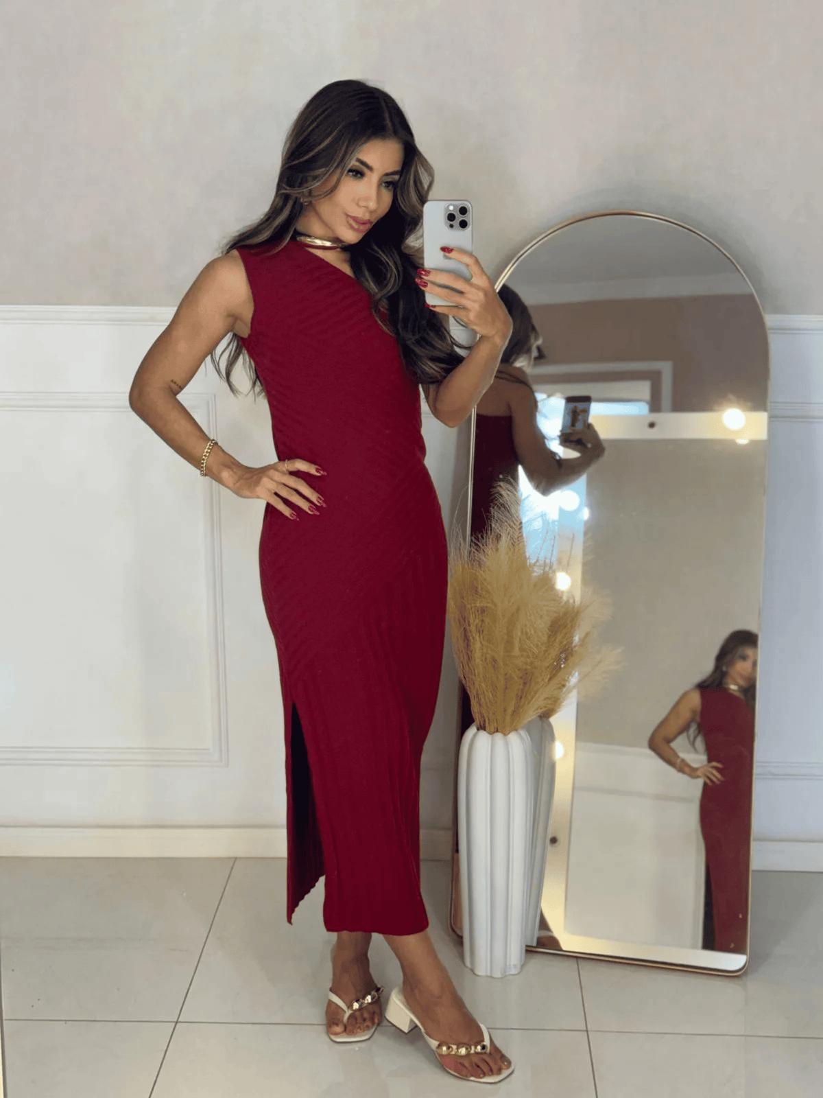 Vestido de Tricô Dandara - Coleção Natal e Réveillon