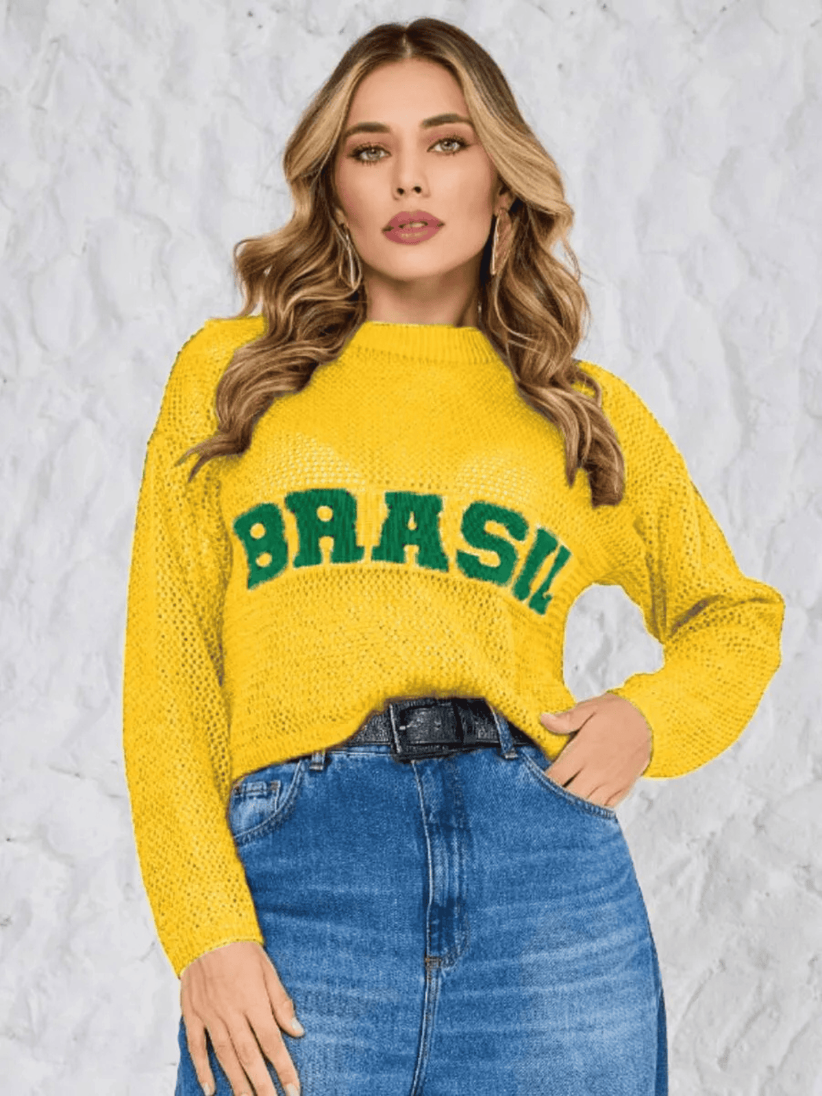 Blusa Feminina de Tricô Brasil – Tramas Vazadas