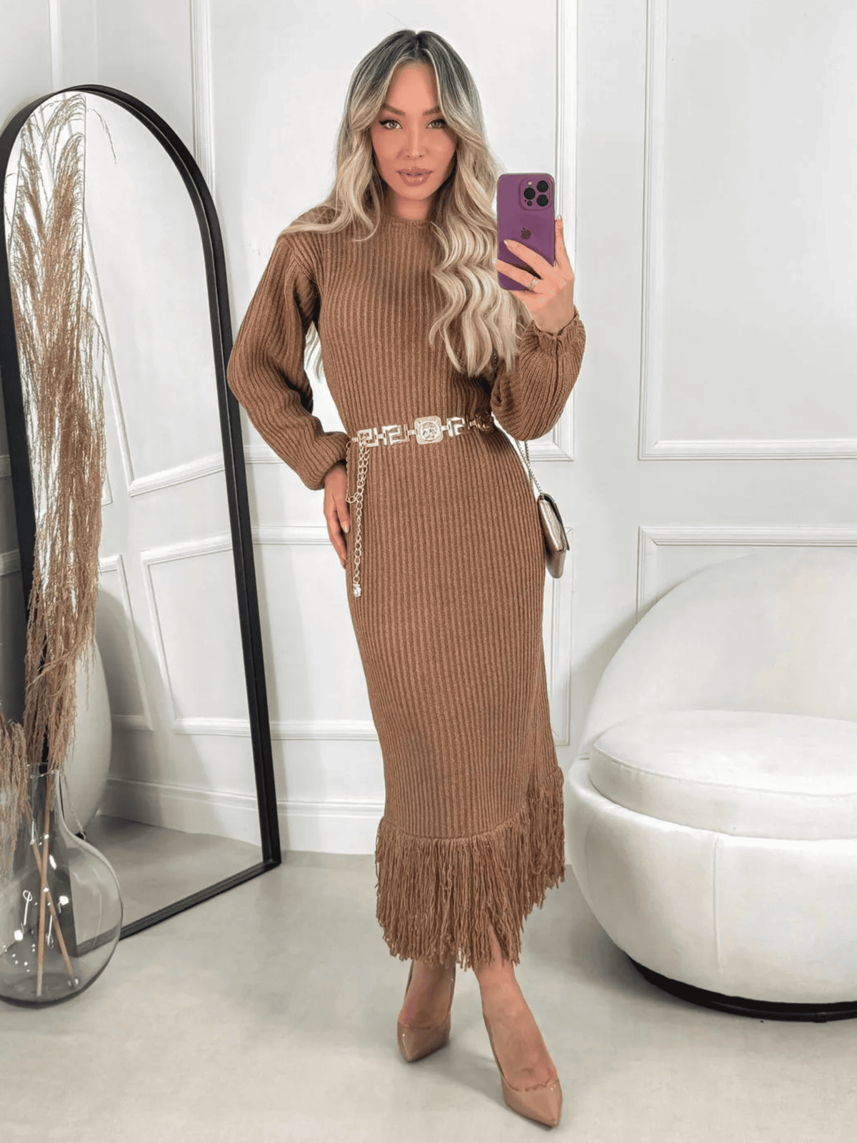 Vestido de Tricô Franja Tatiana