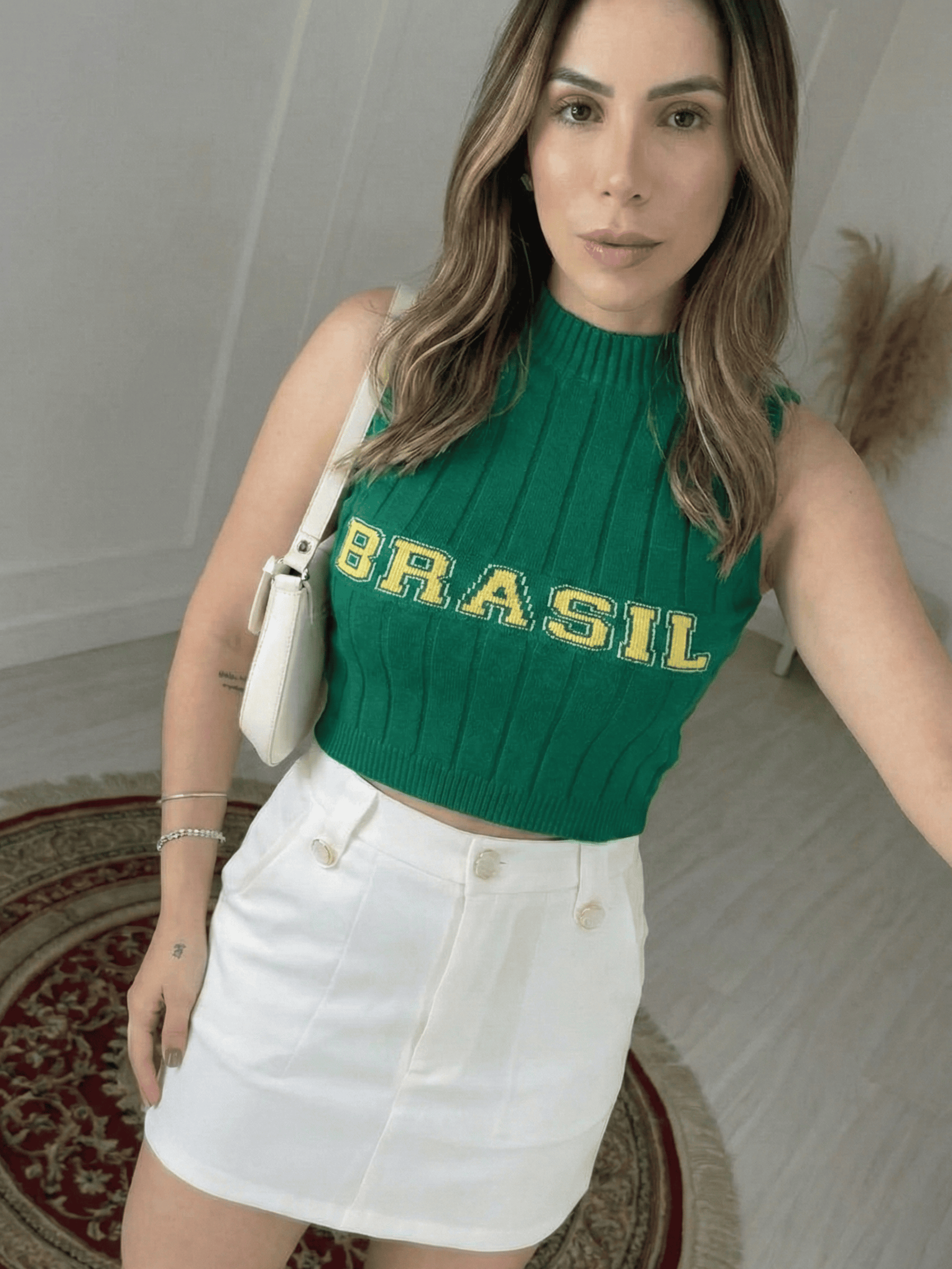 Regata Feminina de Tricô Canelada Brasil