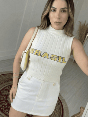 Regata Feminina de Tricô Canelada Brasil