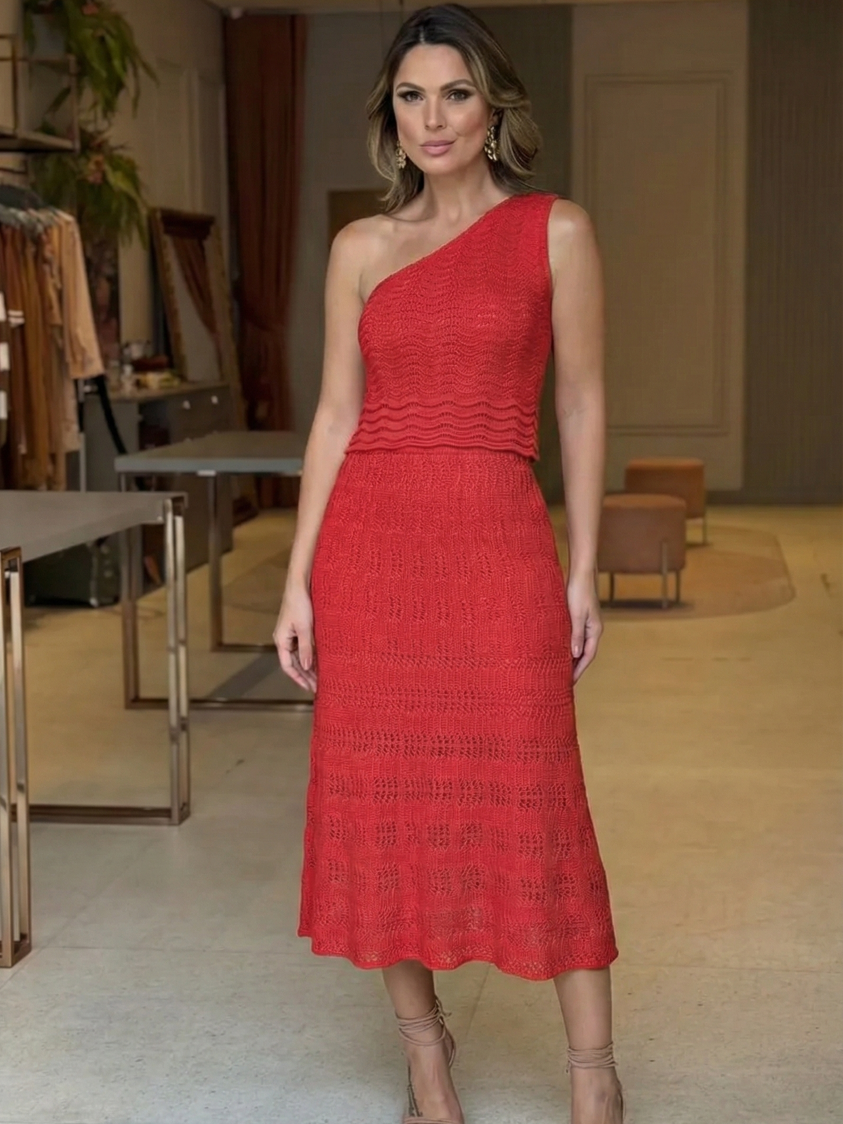 Vestido de Tricô Suiça - Coleção Natal e Réveillon