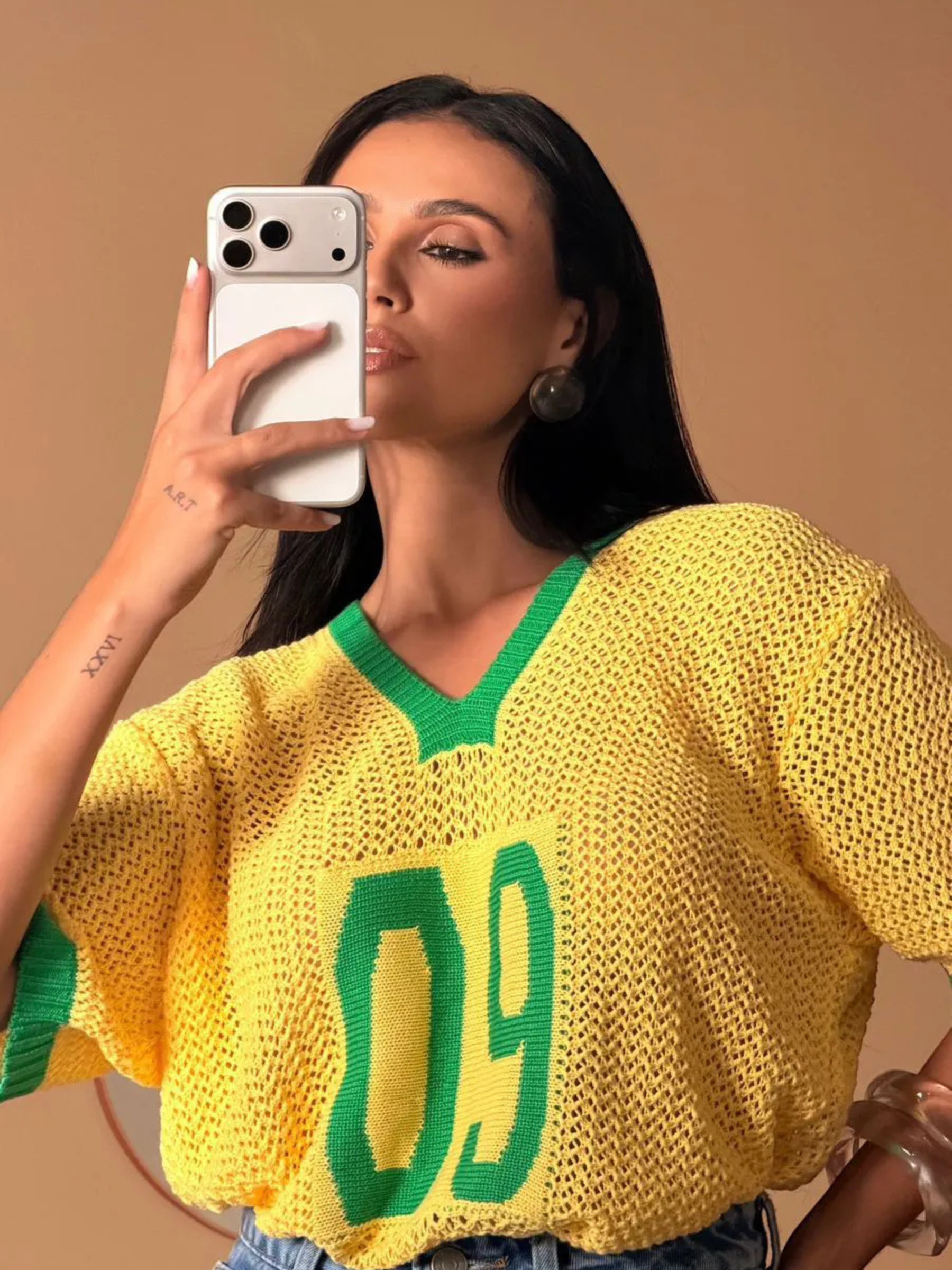 Blusa Feminina de Tricô Rendada Brasil