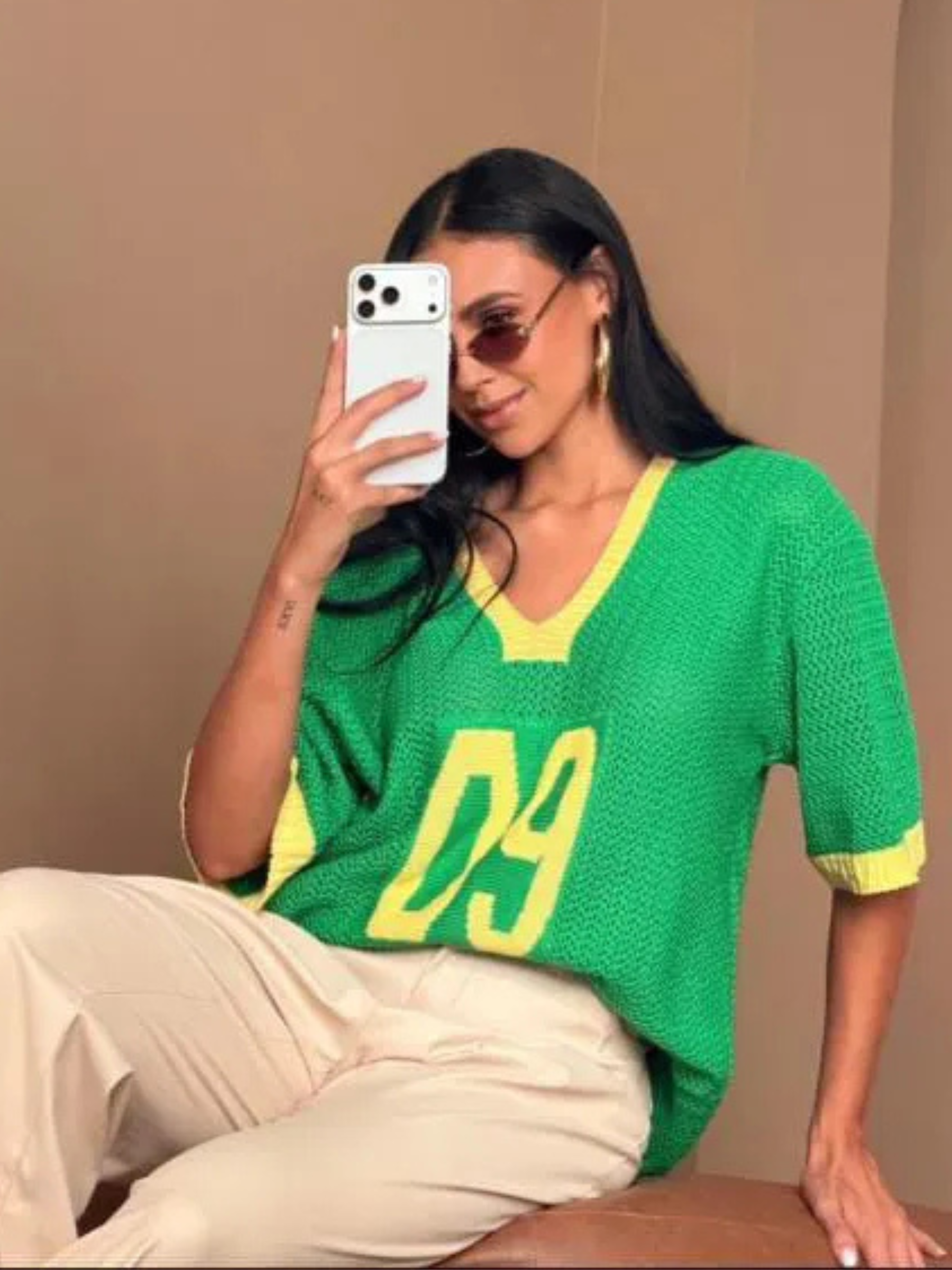 Blusa Feminina de Tricô Rendada Brasil