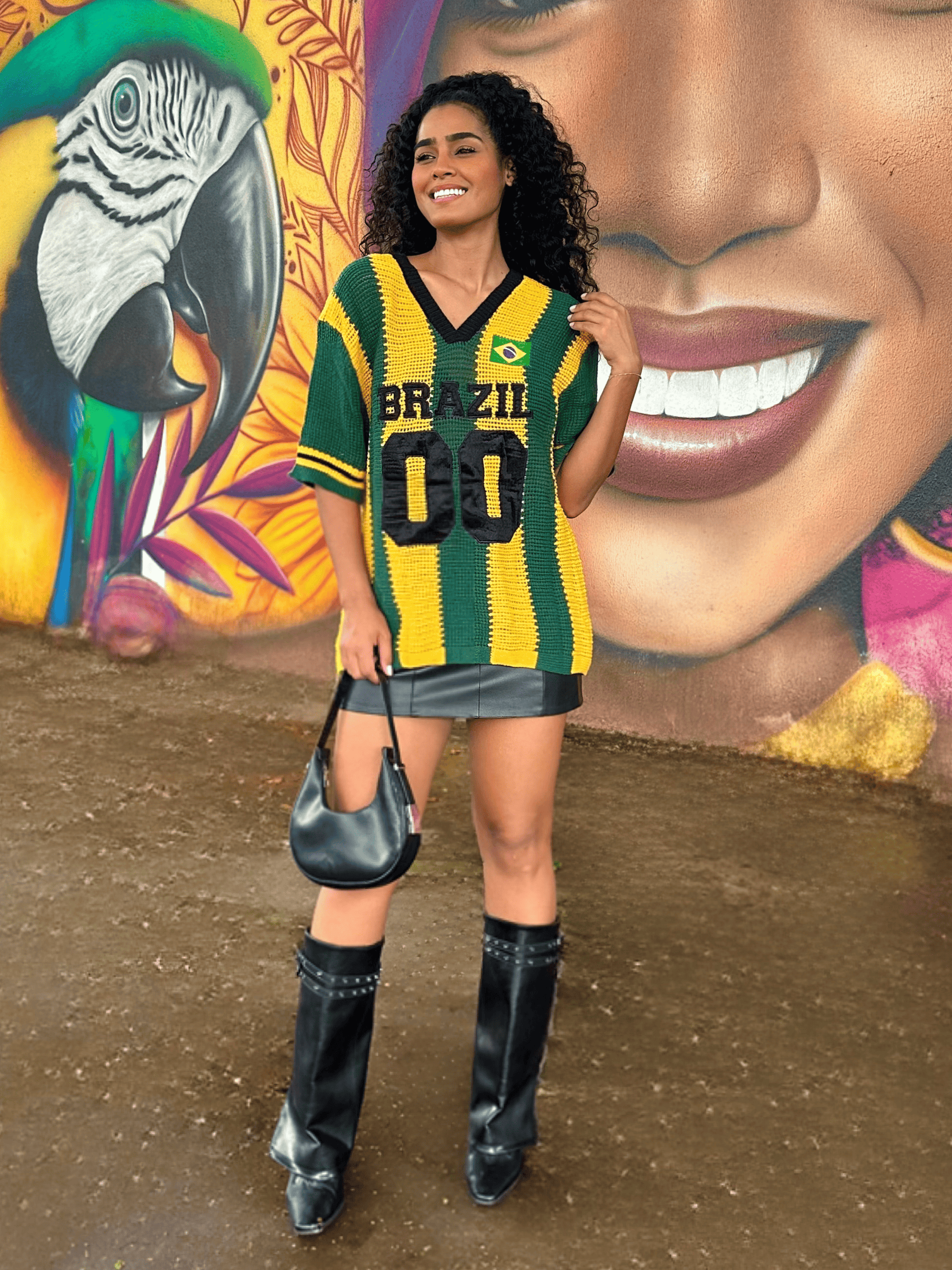 Camisa Feminina do Brasil em Crochê Artesanal – Edição Especial