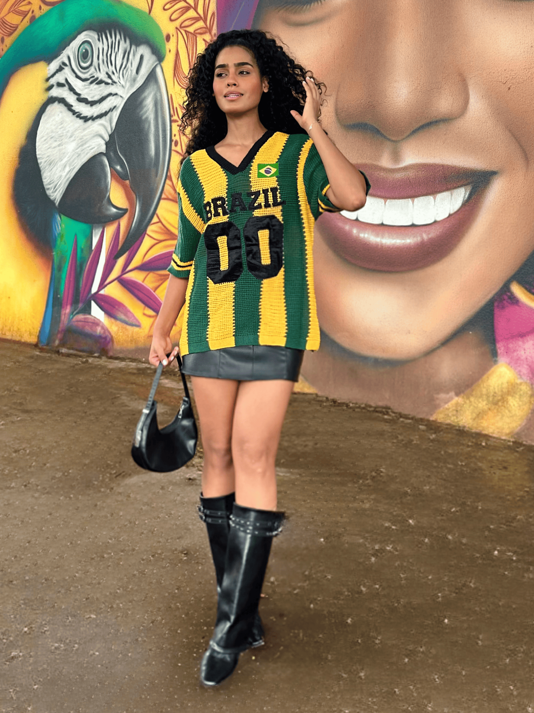 Camisa Feminina do Brasil em Crochê Artesanal – Edição Especial