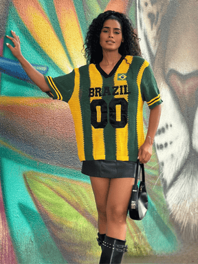 Camisa Feminina do Brasil em Crochê Artesanal – Edição Especial