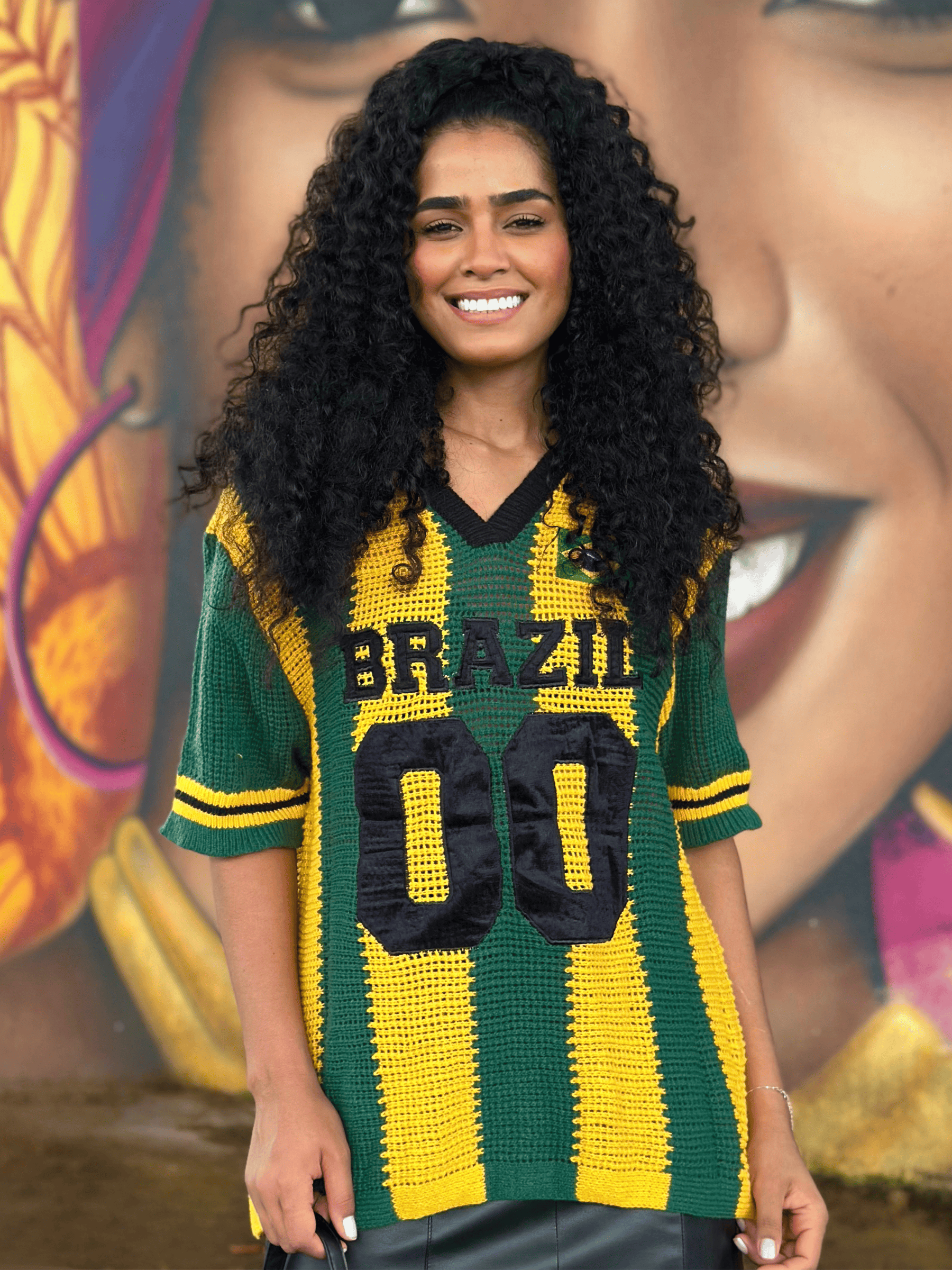 Camisa Feminina do Brasil em Crochê Artesanal – Edição Especial