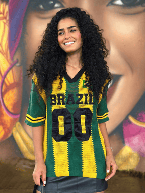 Camisa Feminina do Brasil em Crochê Artesanal – Edição Especial