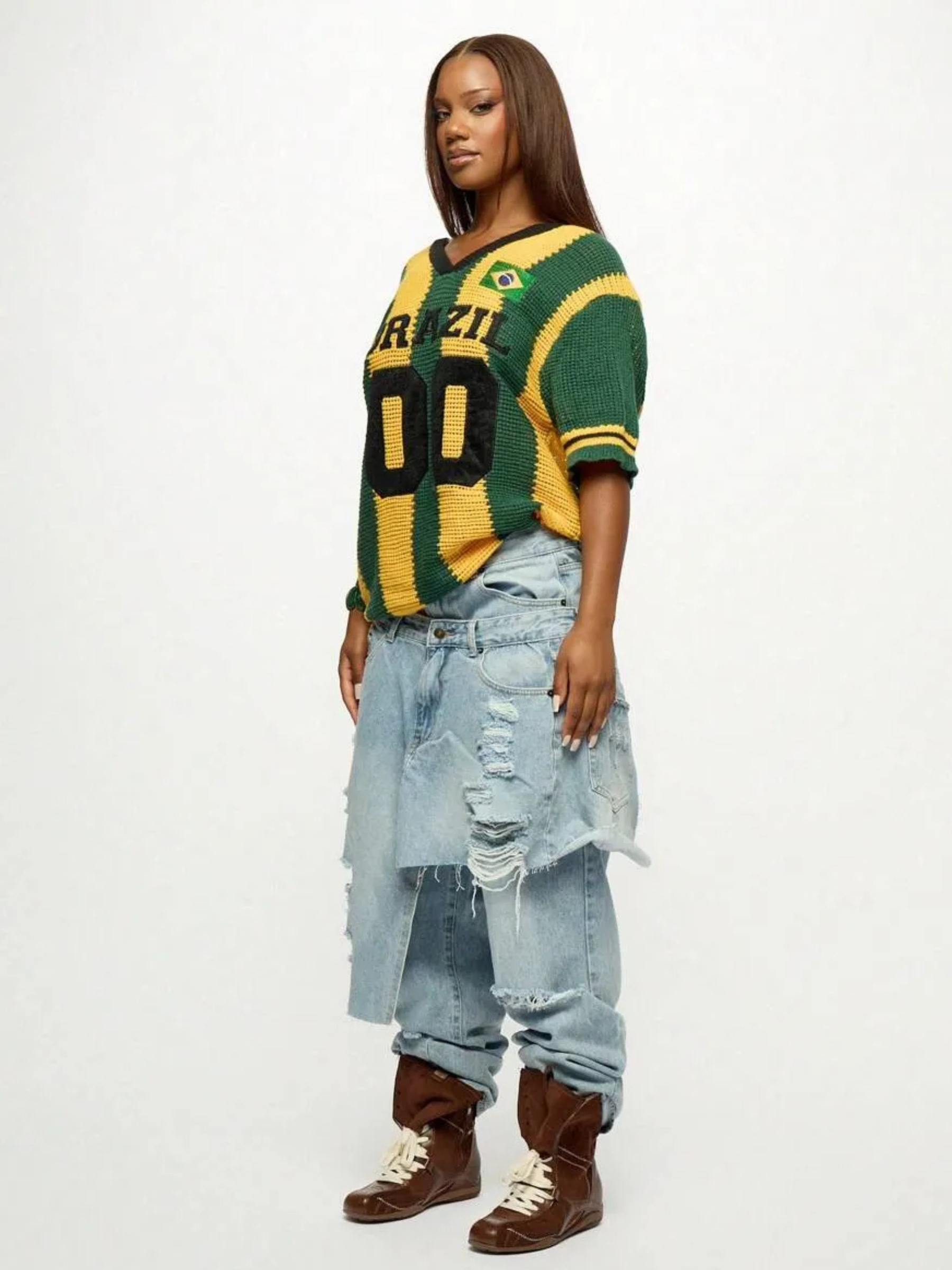 Camisa Feminina do Brasil em Crochê Artesanal – Edição Especial