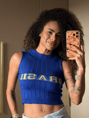 Regata Feminina de Tricô Canelada Brasil